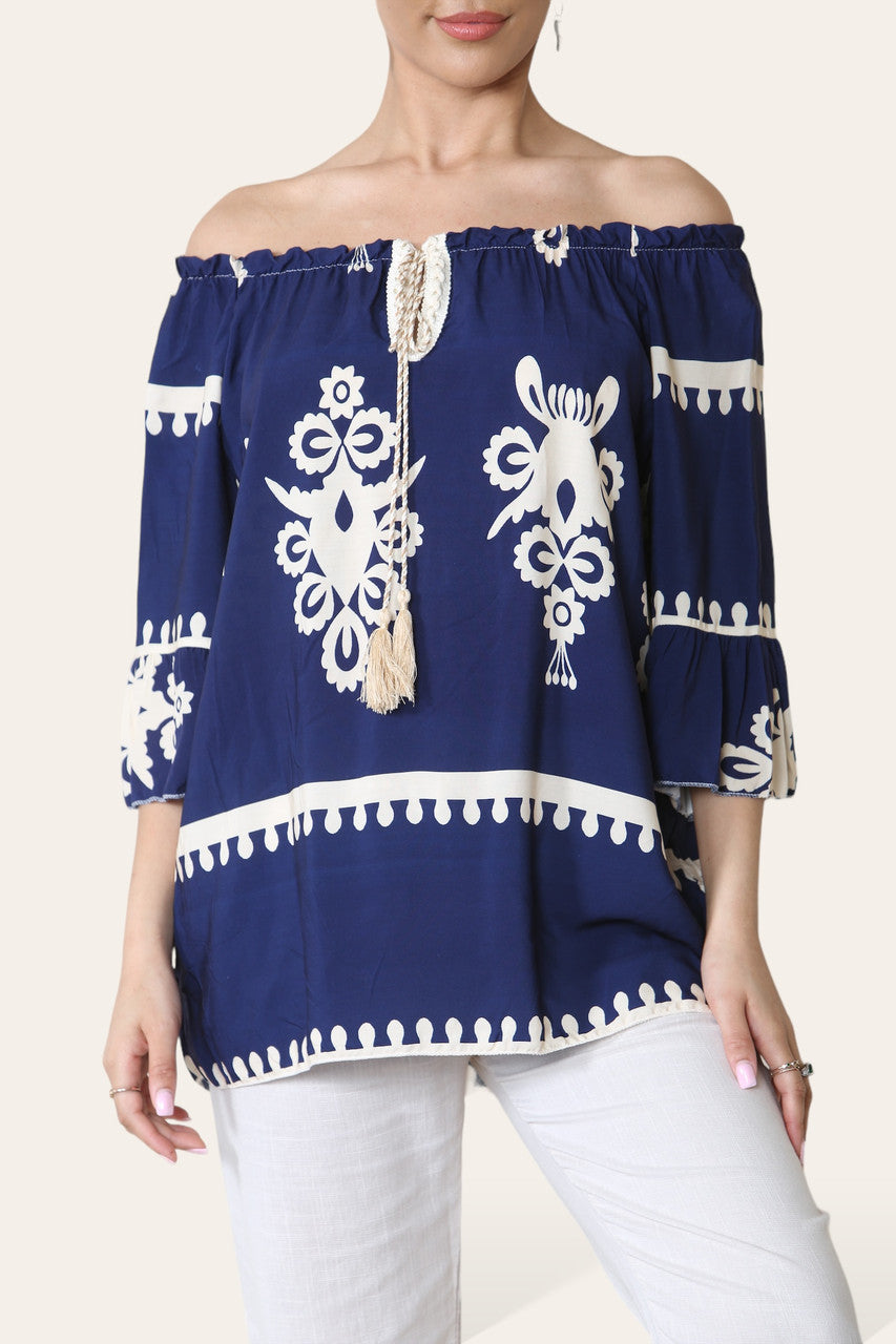 OVERHEMD BARDOT MET TOUWKWAS PRINT NAVY