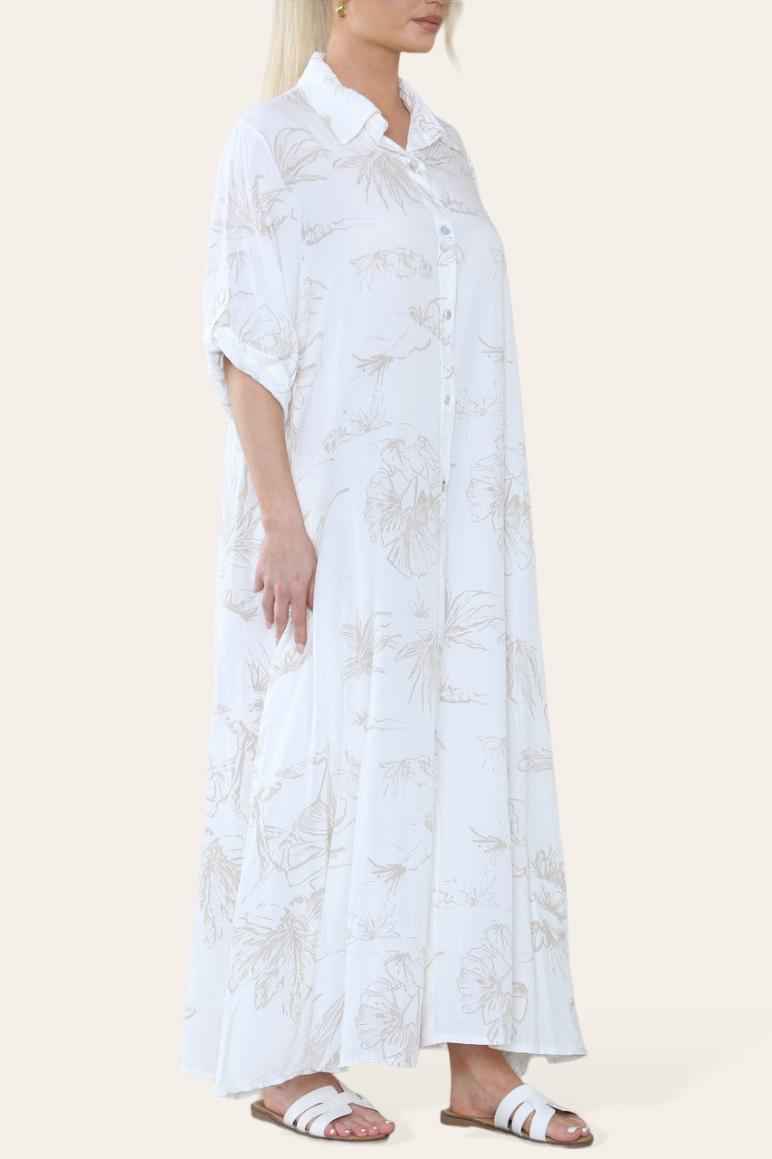 MAXIJURK MET BLOEMENPRINT STEENKLEURIG
