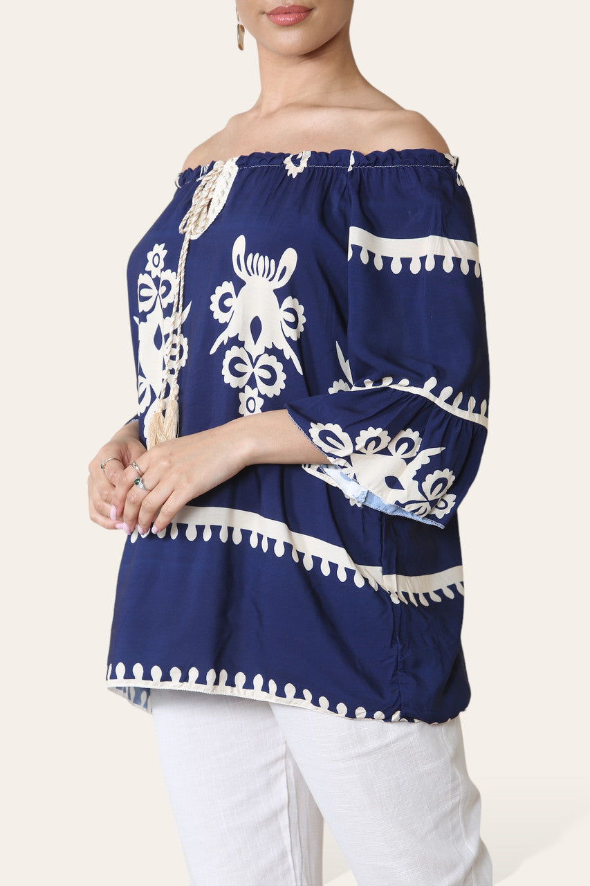 OVERHEMD BARDOT MET TOUWKWAS PRINT NAVY