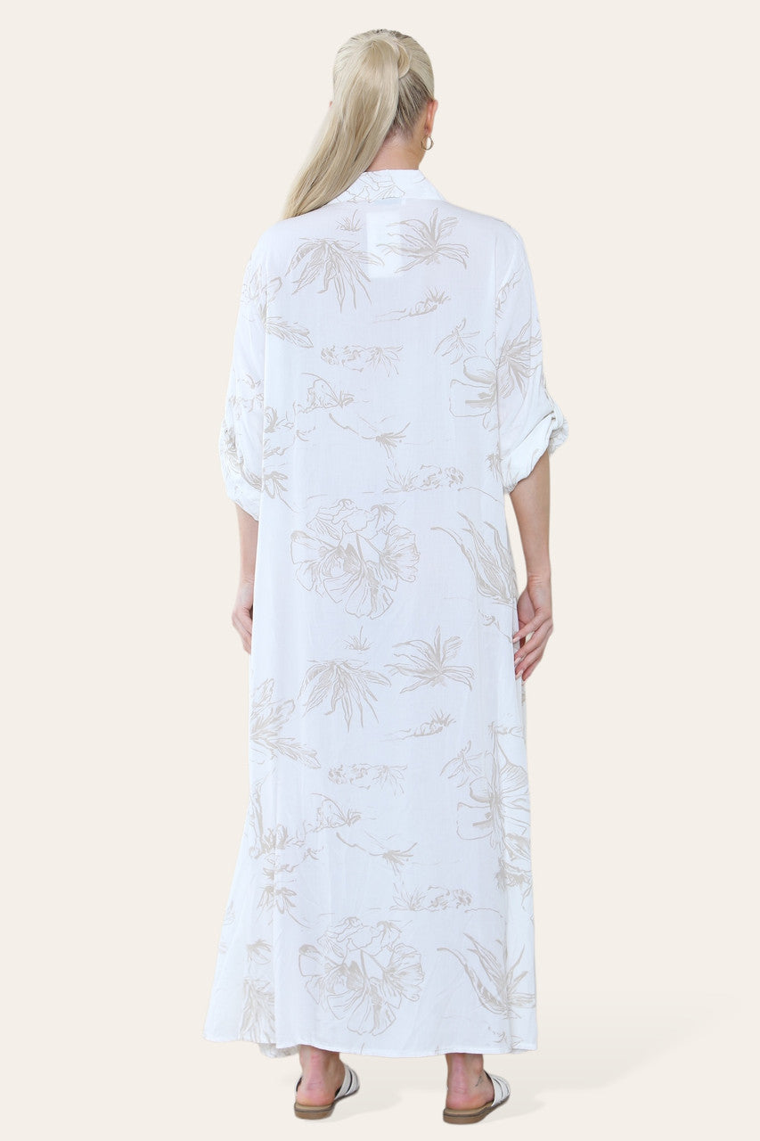 MAXIJURK MET BLOEMENPRINT STEENKLEURIG