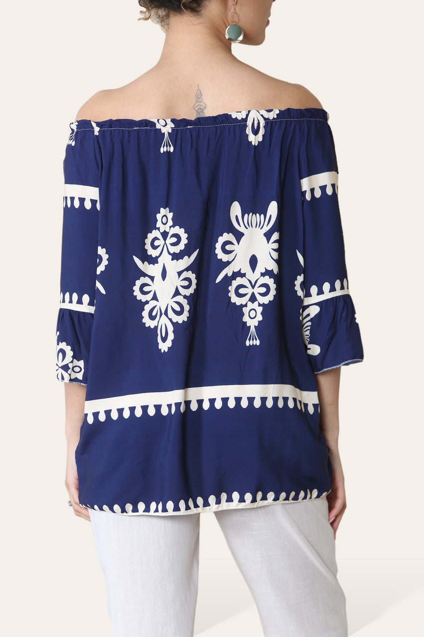 OVERHEMD BARDOT MET TOUWKWAS PRINT NAVY