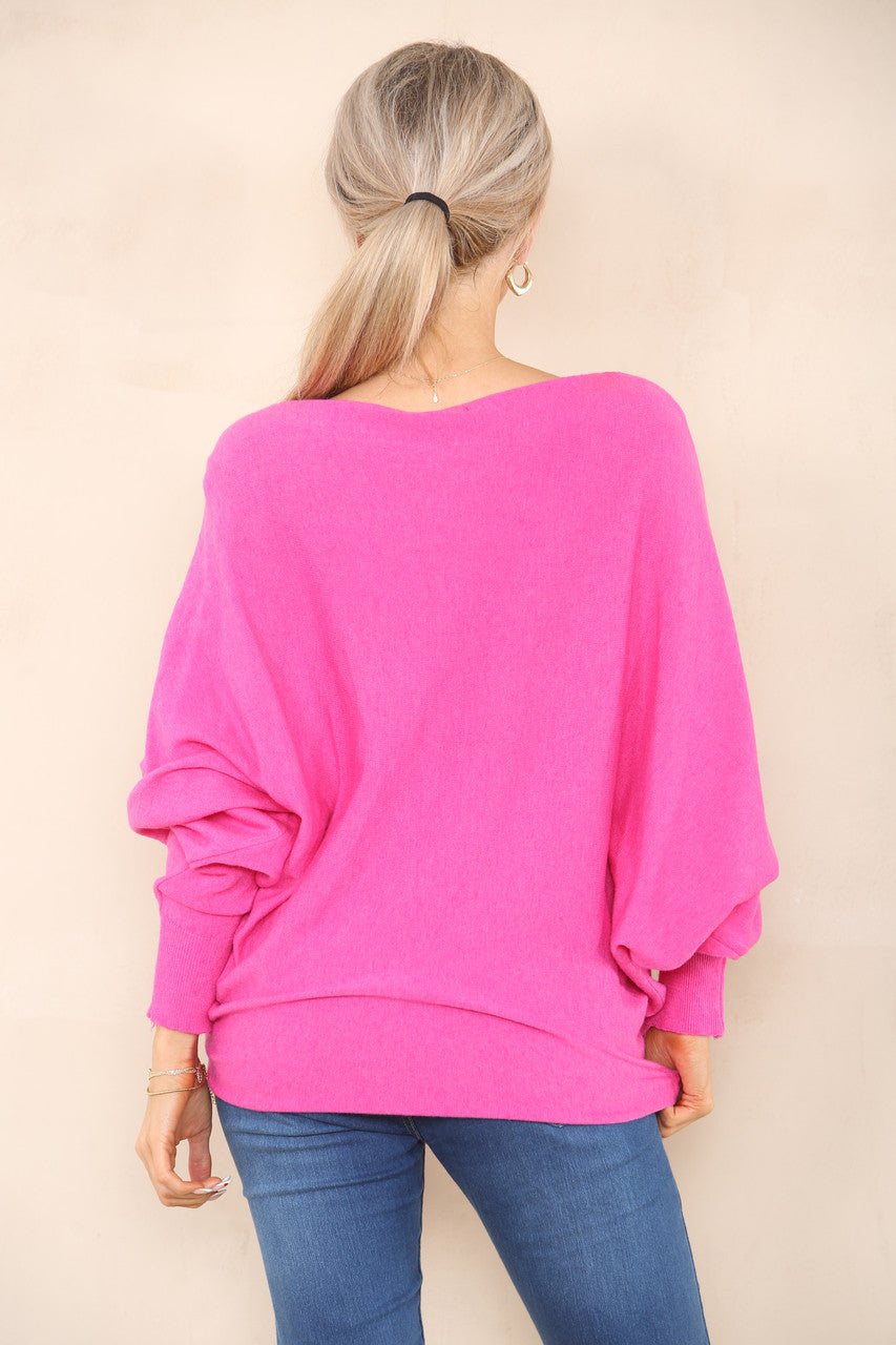 BATWING PLAIN JUMPER CERISE