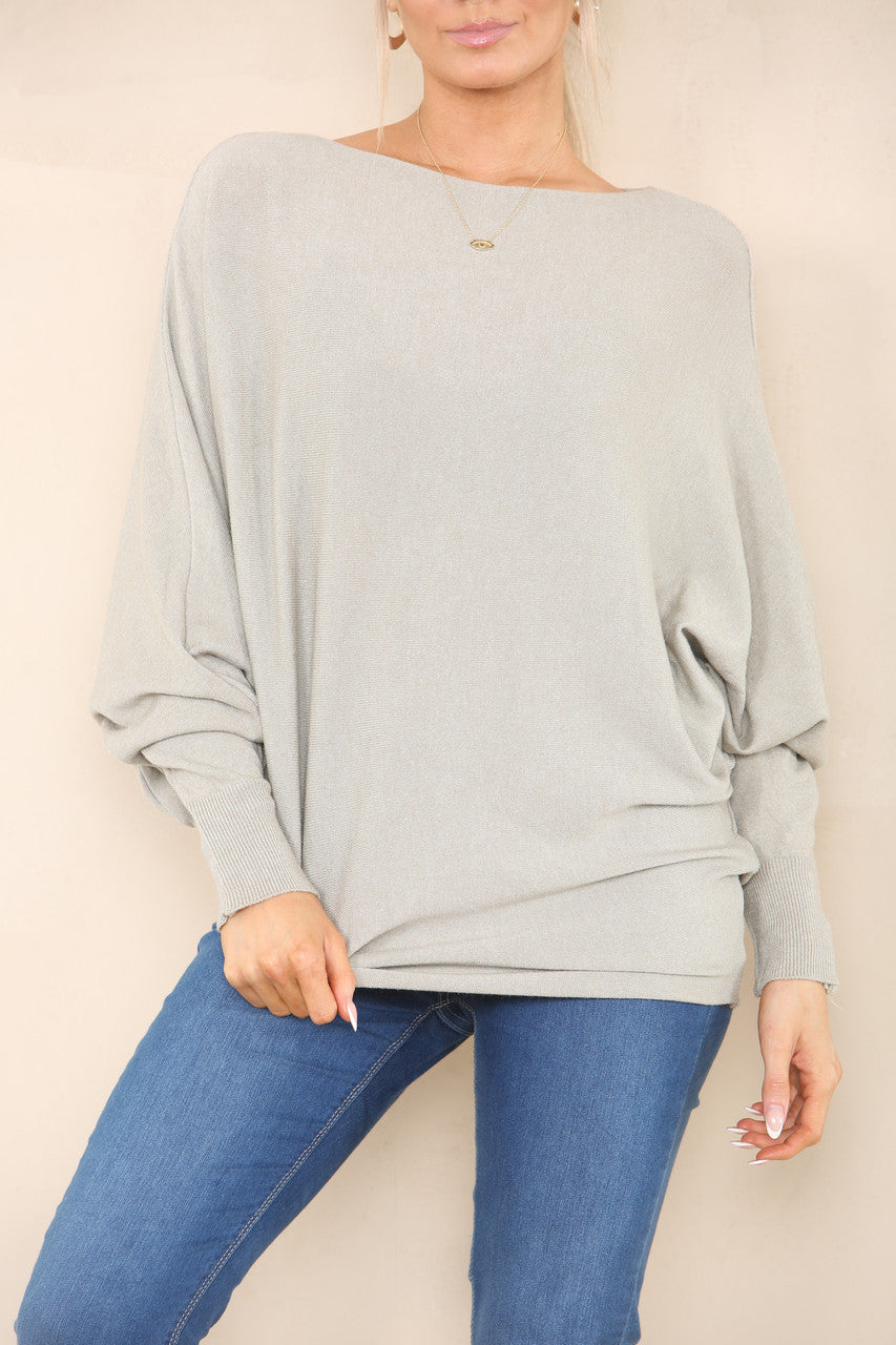 ZACHTE GEBREIDE ASYMMETRISCHE BATWING TRUI STEEN