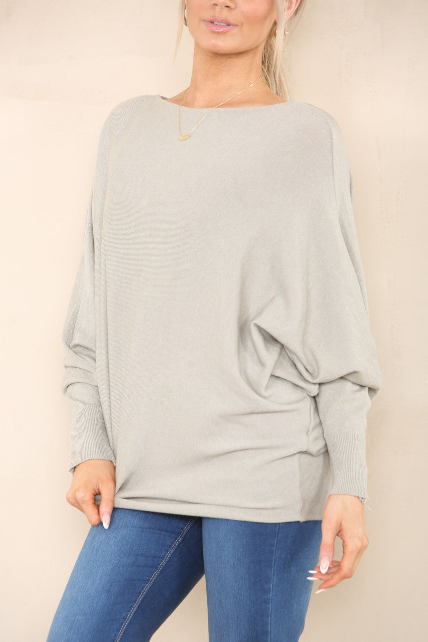 ZACHTE GEBREIDE ASYMMETRISCHE BATWING TRUI STEEN