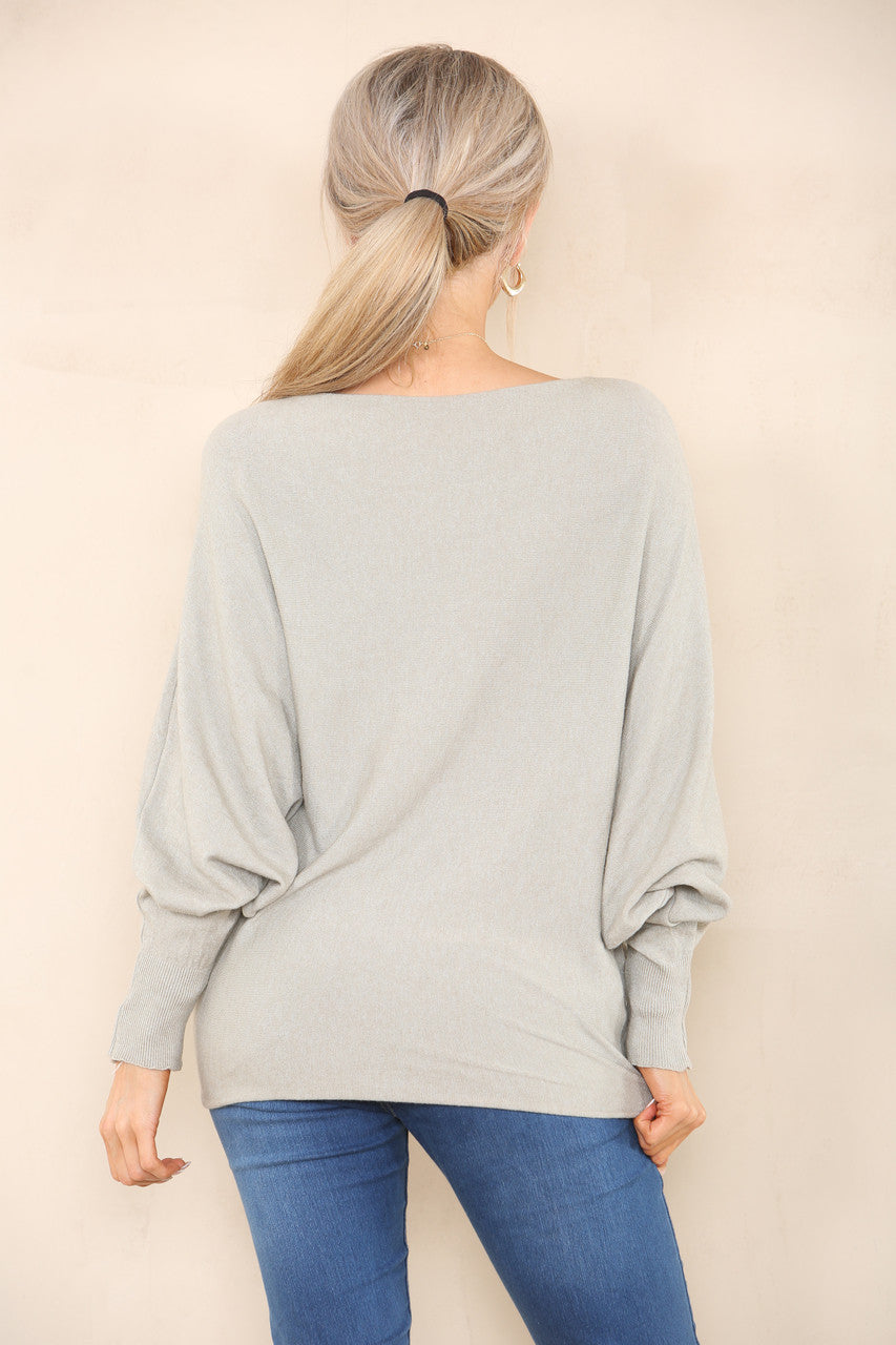 ZACHTE GEBREIDE ASYMMETRISCHE BATWING TRUI STEEN