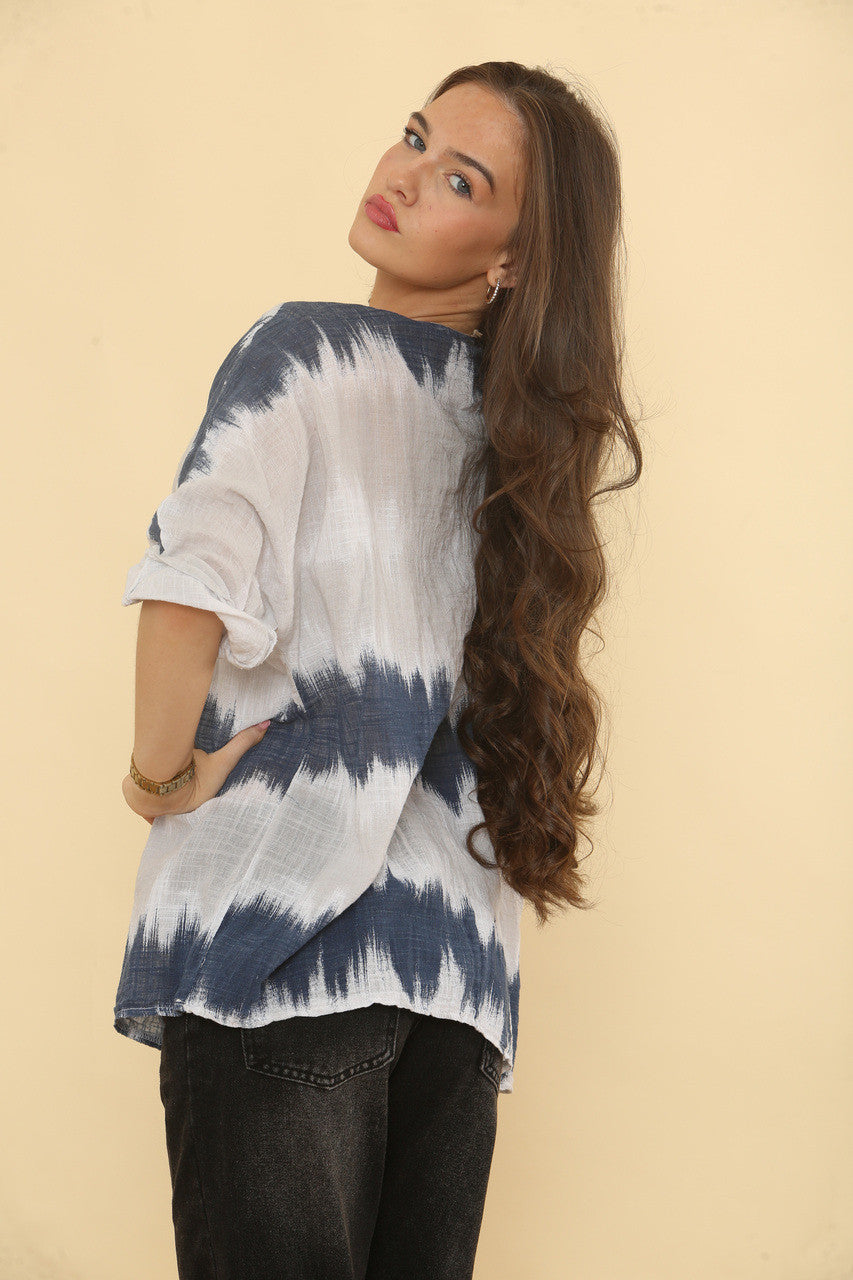 OMBRE TIE DYE PRINT TOP - WIT