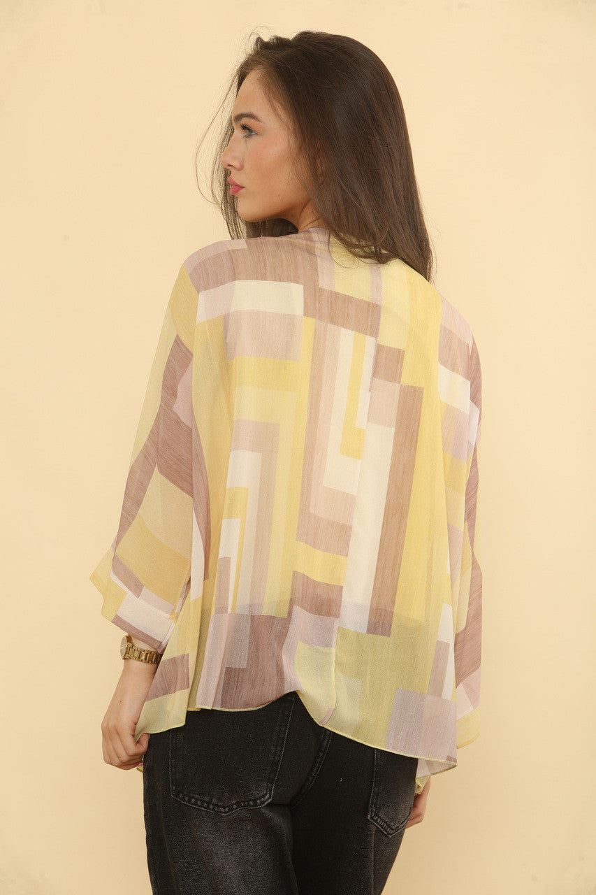 BLOUSE MET GEOMETRISCHE ABSTRACTE PRINT - CITROEN