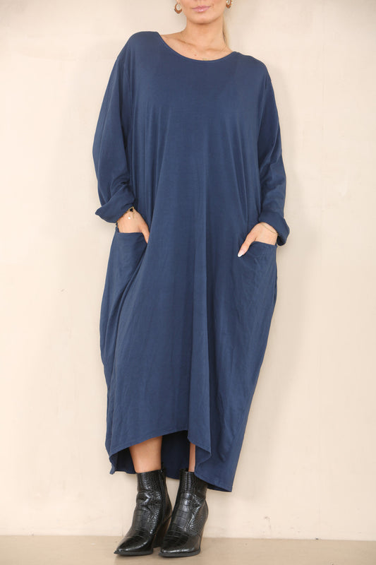 PLAIN LAGENLOOK DRESS NAVY