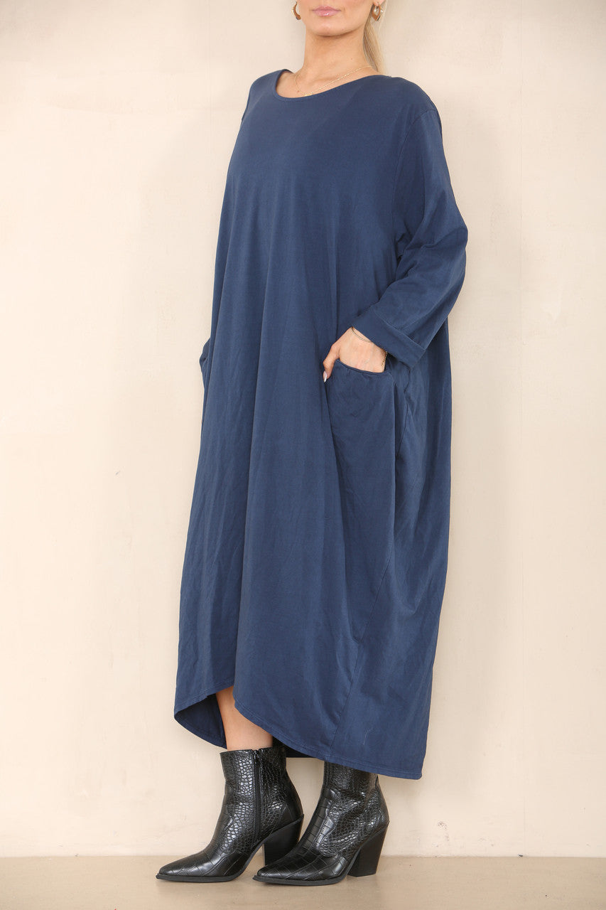 PLAIN LAGENLOOK DRESS NAVY