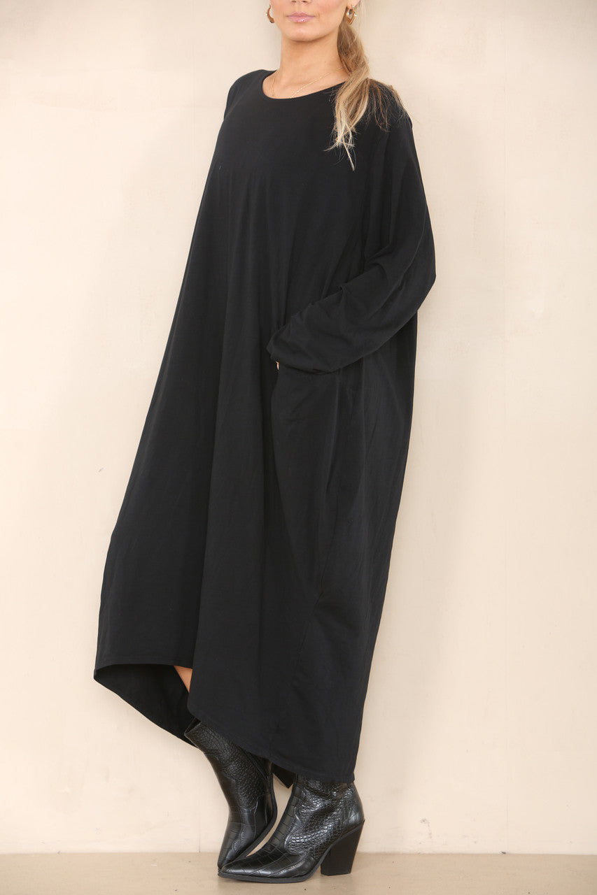 PLAIN LAGENLOOK DRESS BLACK