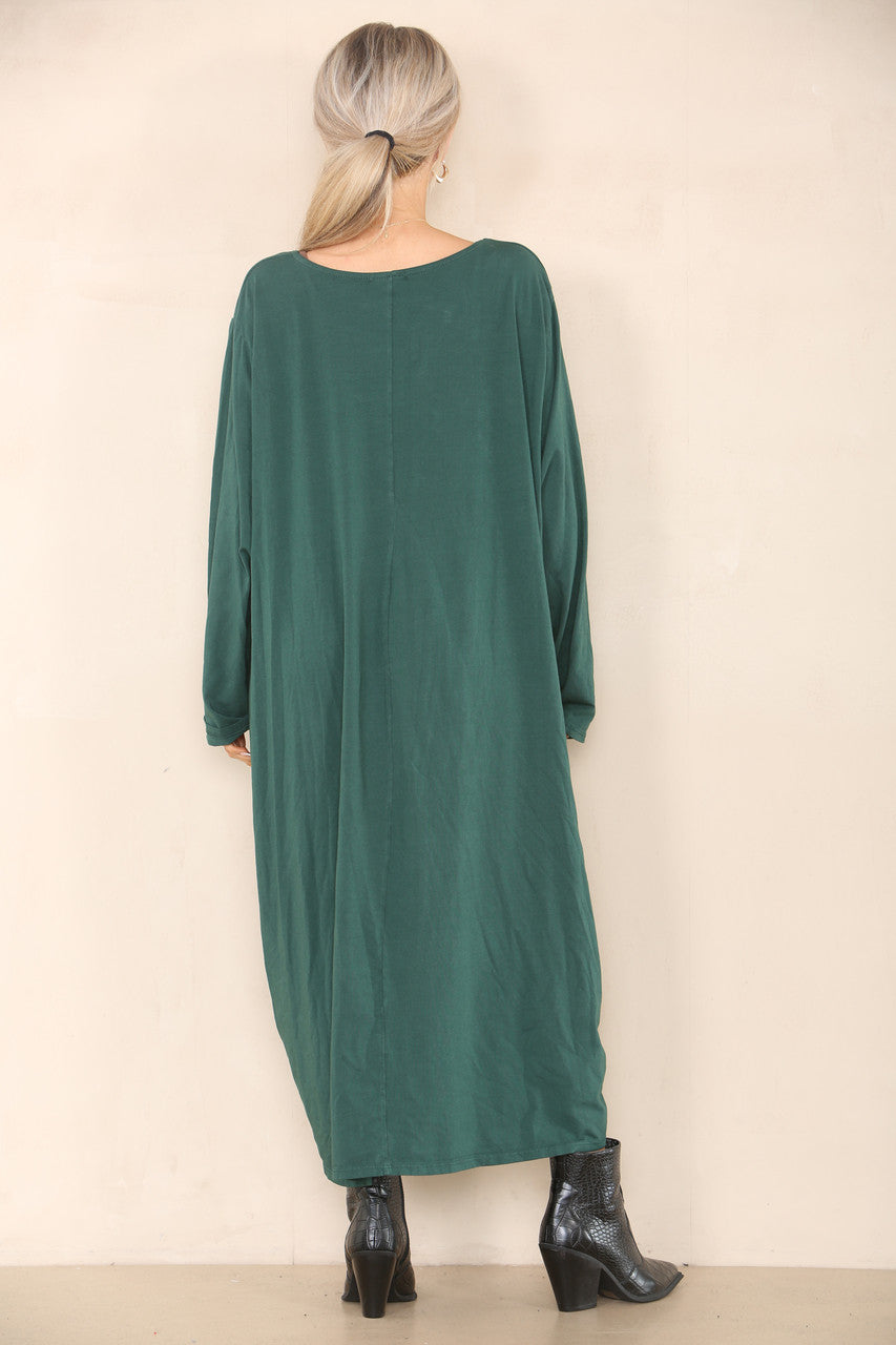 PLAIN LAGENLOOK DRESS GREEN