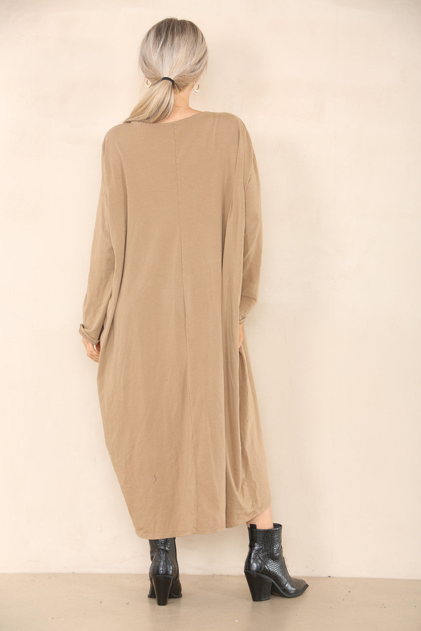 PLAIN LAGENLOOK DRESS TAN