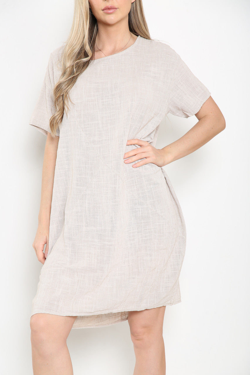 Ladies Striped Tunic Top Dress Stone