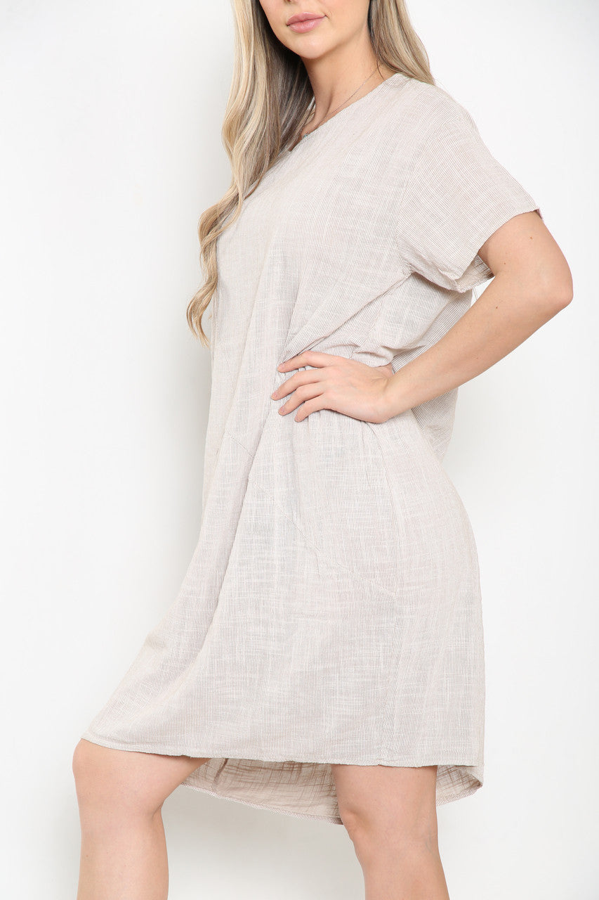Ladies Striped Tunic Top Dress Stone