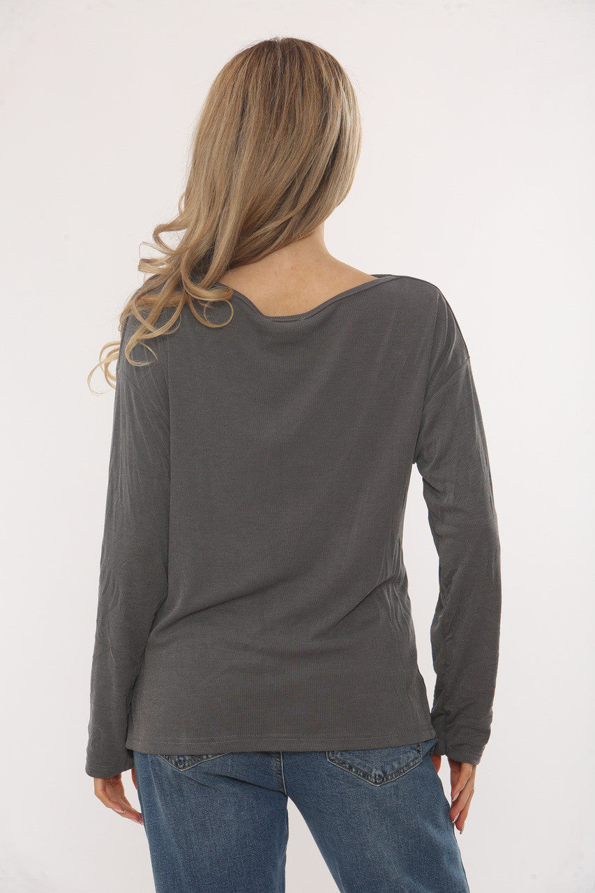 GOLD HARDWARE DETAIL GATHERED TOP - CHARCOAL