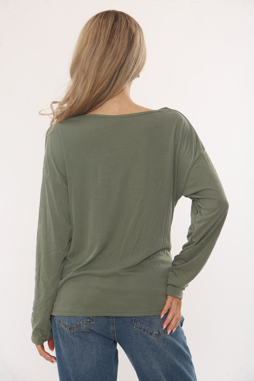 GOLD HARDWARE DETAIL GATHERED TOP - KHAKI