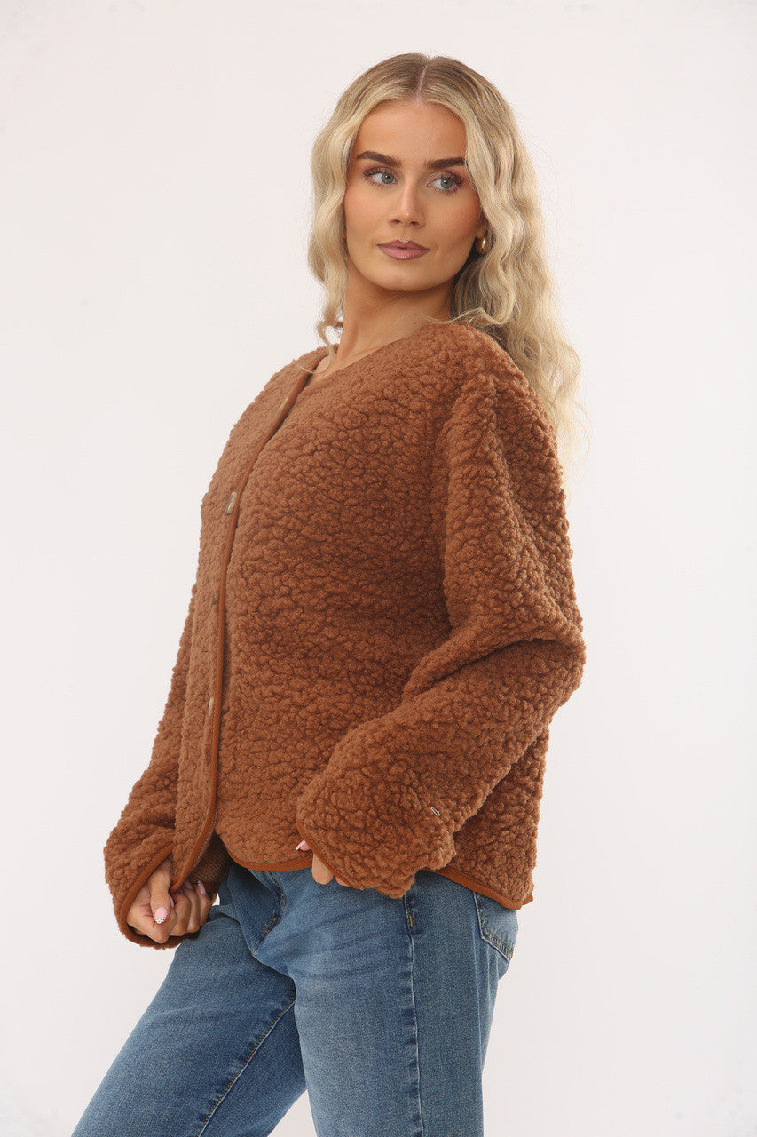 TEDDYBEER ZACHT VEST MET KNOPEN KARAMEL
