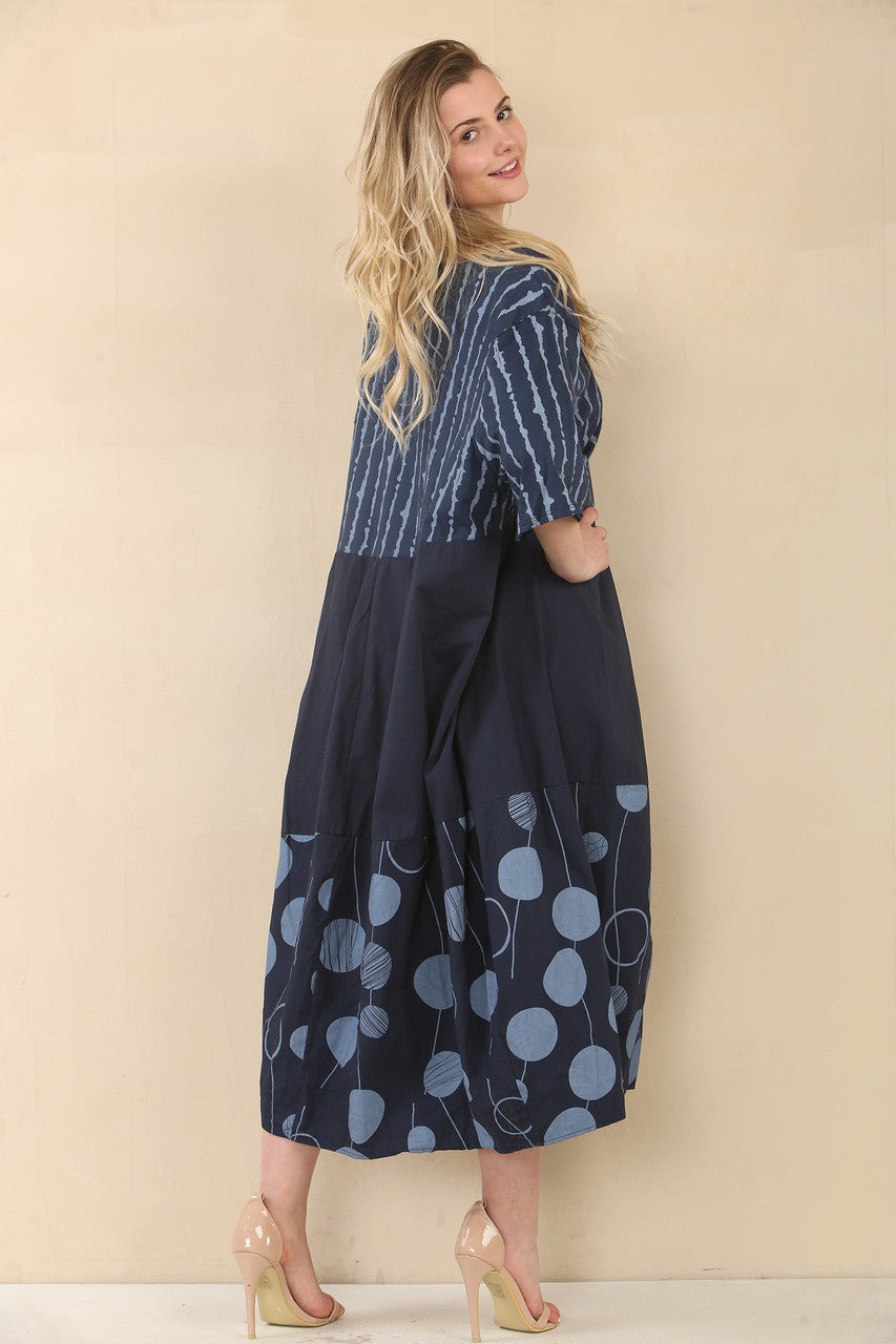 JURK MET STIPPEN EN STREPEN - NAVY