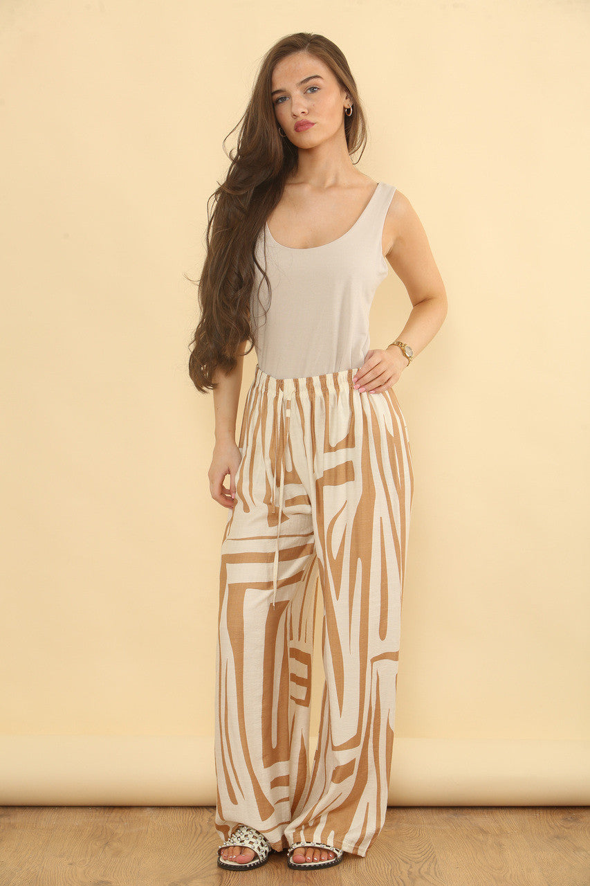 BROEK MET GEOMETRISCHE PRINT - STONE