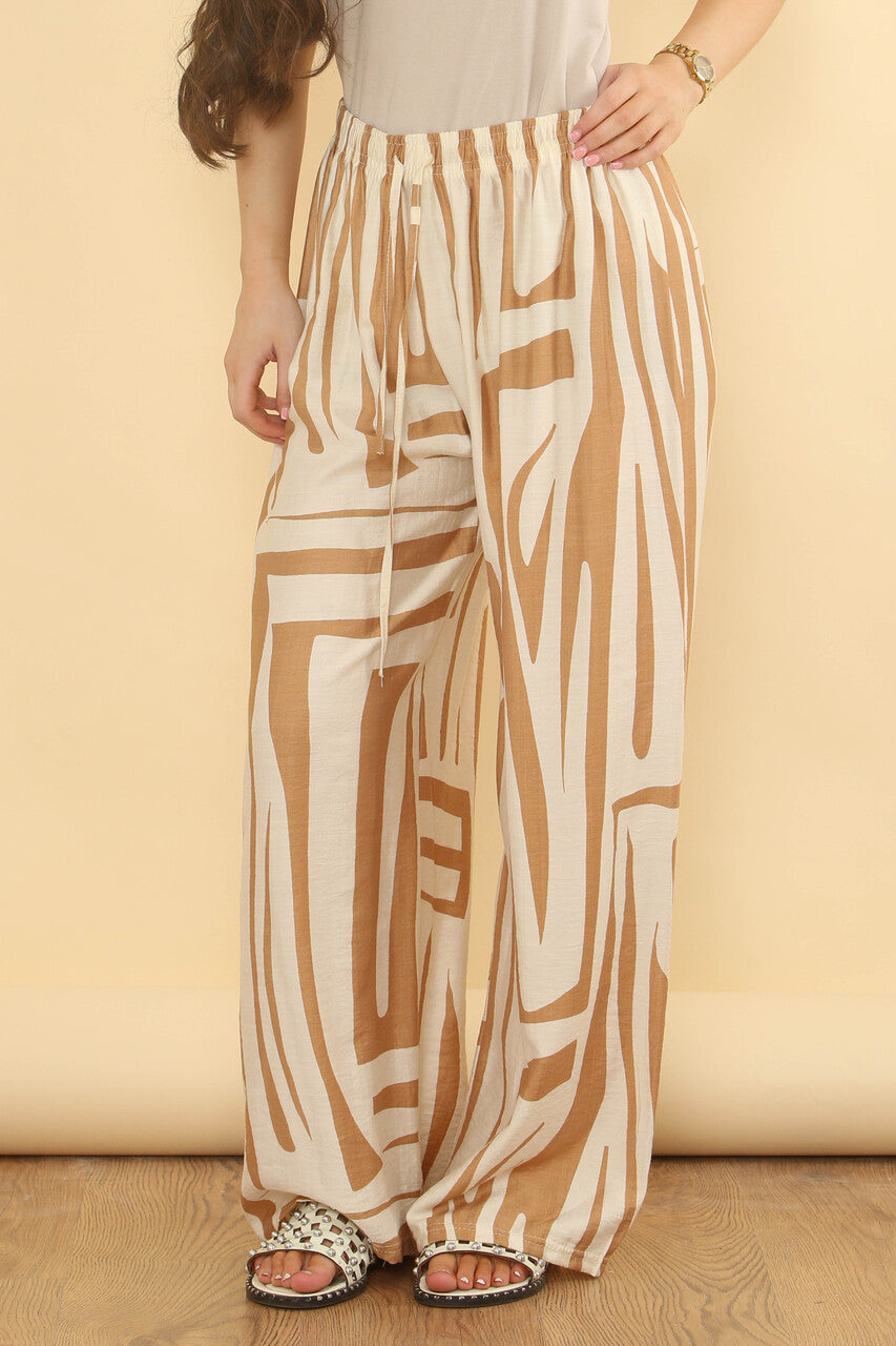 BROEK MET GEOMETRISCHE PRINT - STONE