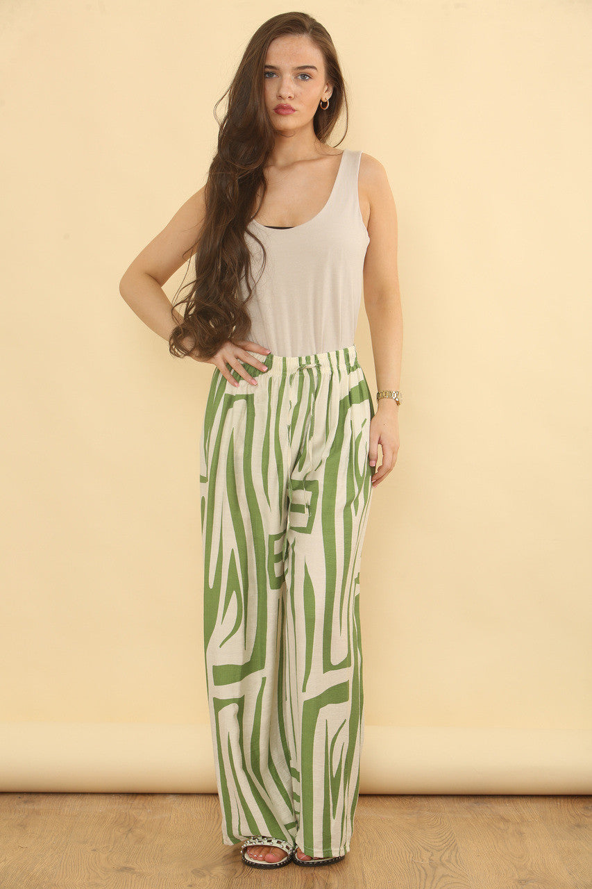 BROEK MET GEOMETRISCHE PRINT - GROEN