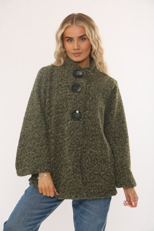 TRECHTERHALS CAPE JAS MET KNOPEN - GROEN