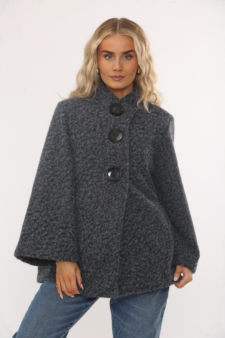 TRECHTERHALS CAPE MET KNOPEN - NAVY