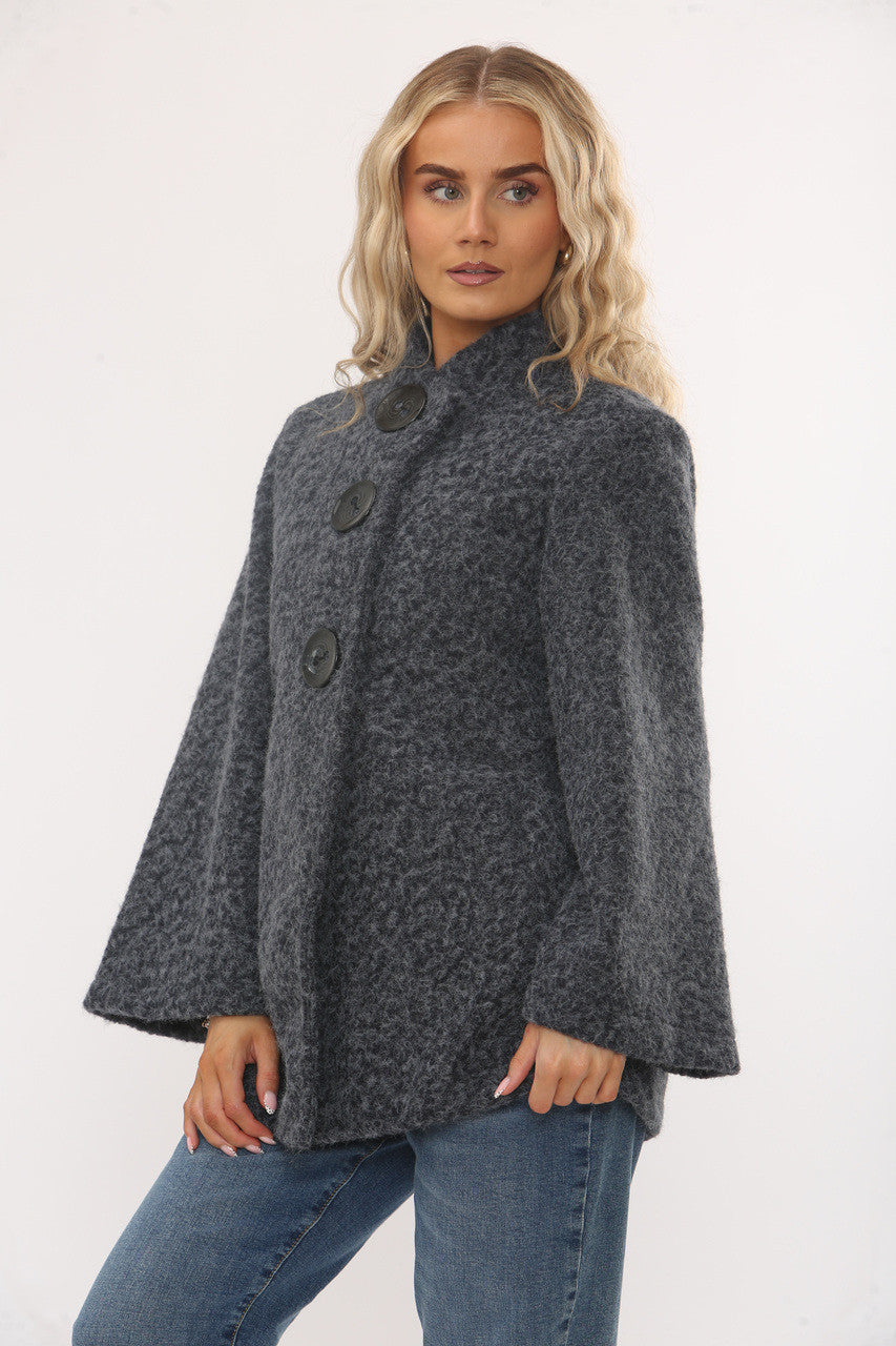 TRECHTERHALS CAPE MET KNOPEN - NAVY