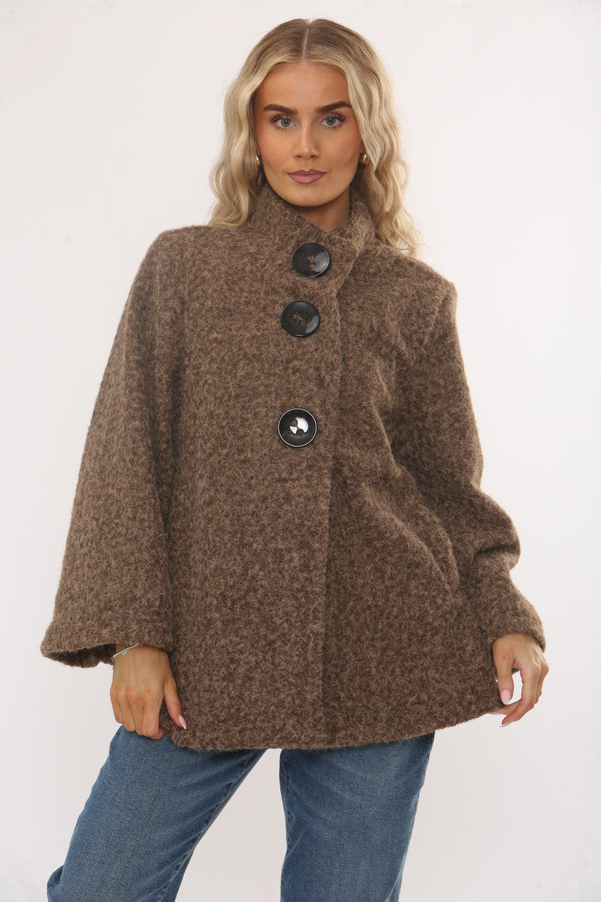 TRECHTERHALS CAPE JAS MET KNOPEN - BRUIN