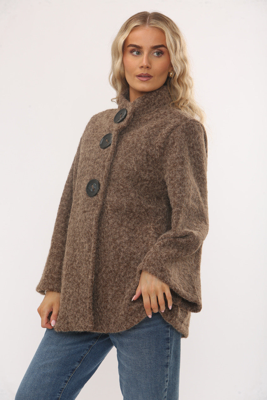 TRECHTERHALS CAPE JAS MET KNOPEN - BRUIN