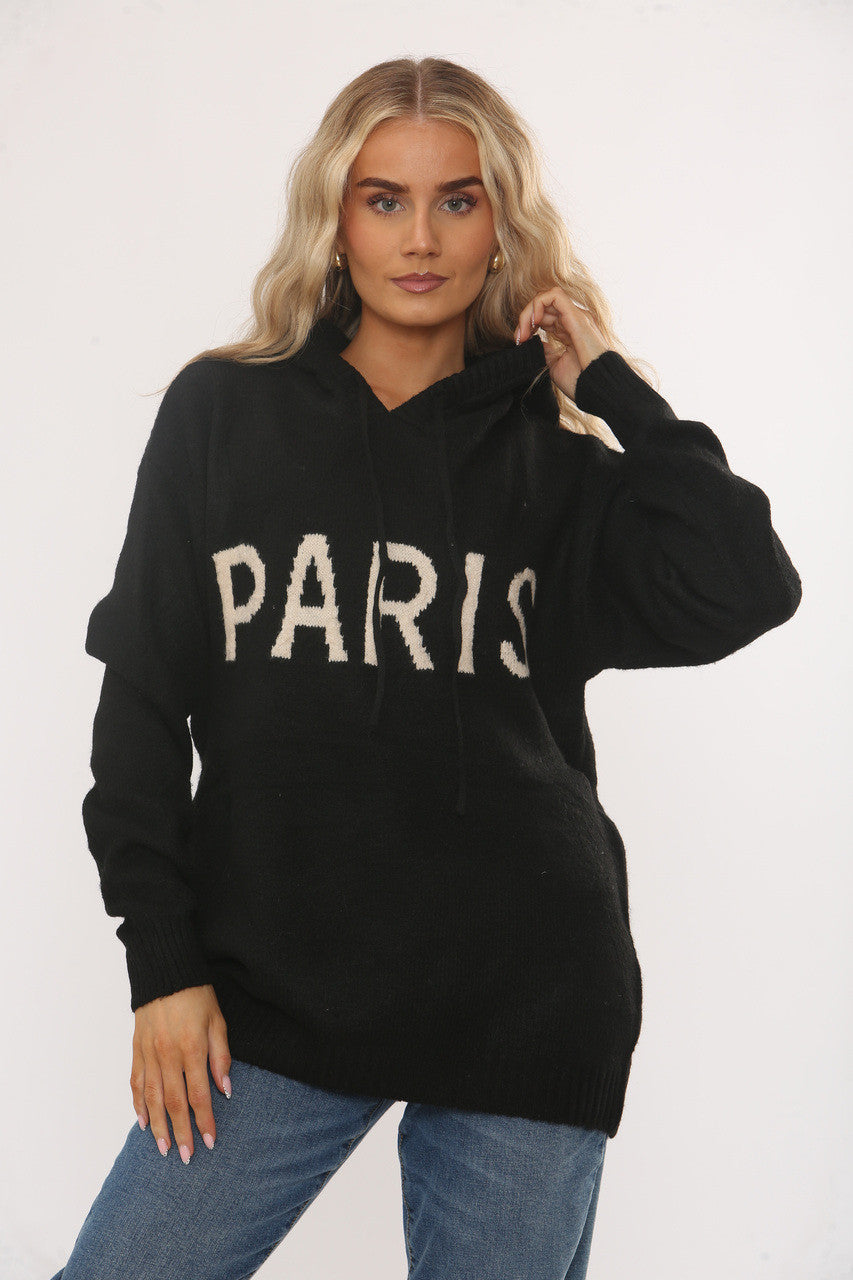 PARIS SLOGAN TRUI - ZWART