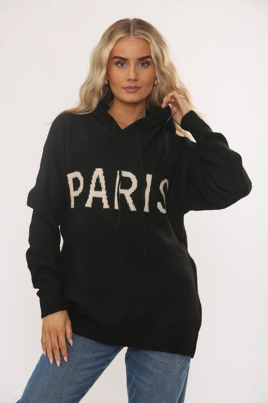PARIS SLOGAN TRUI - ZWART