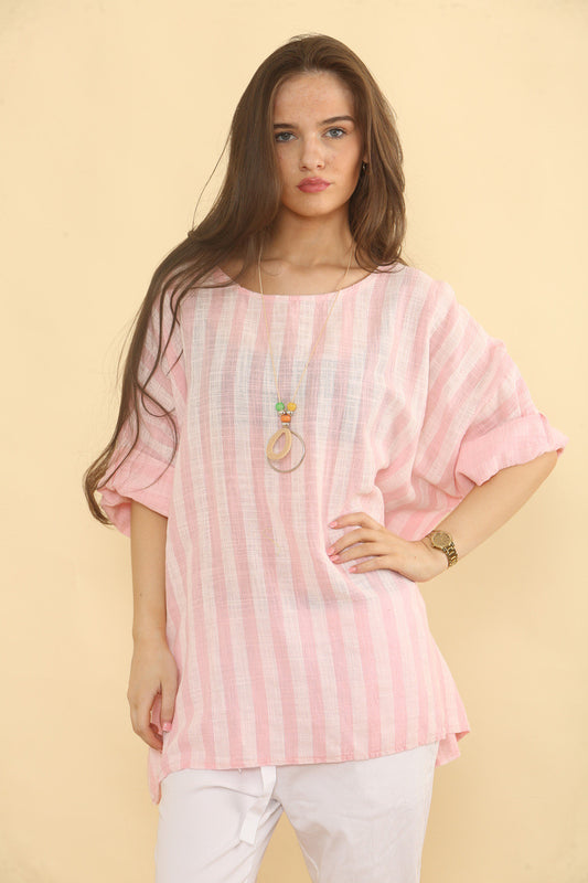 VERTICALE STREEPBOVENSTUK - ROZE