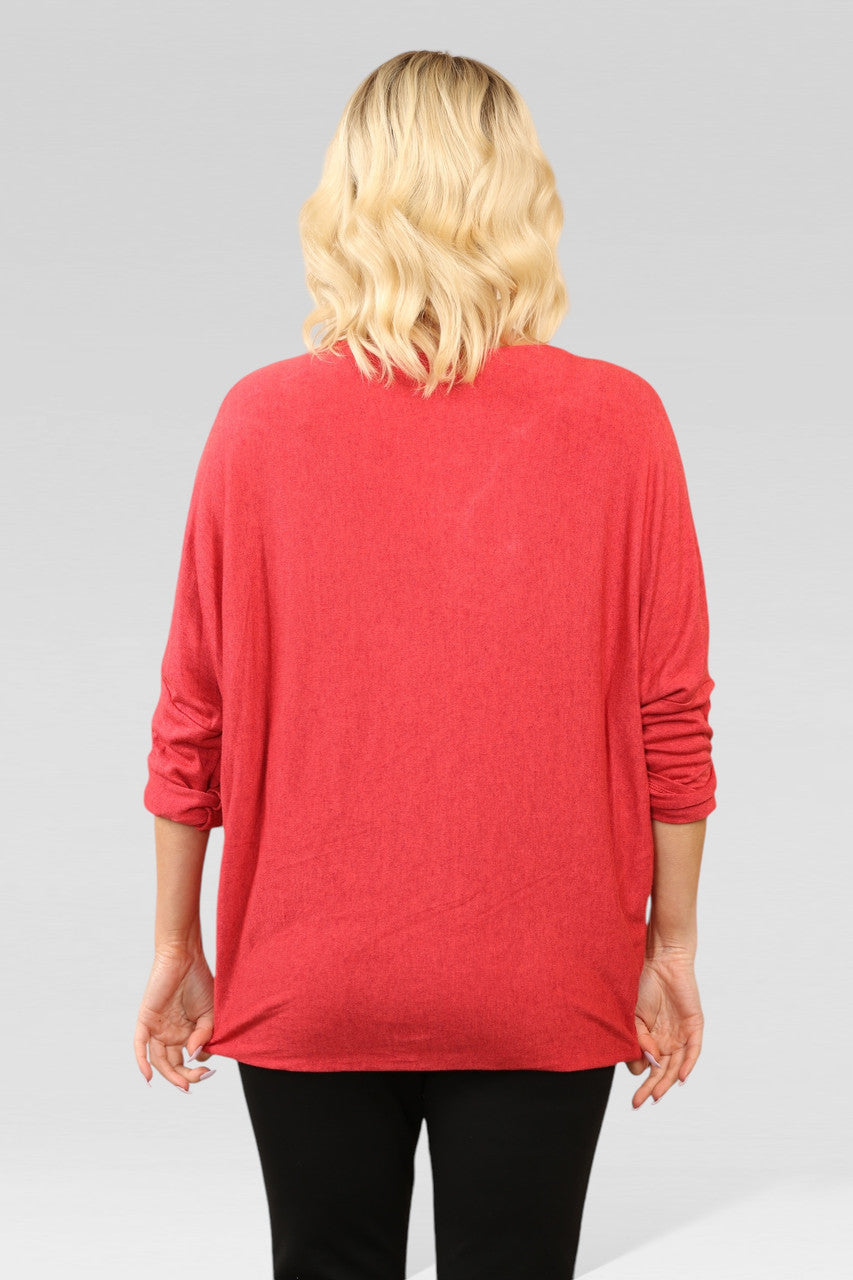 PAILLETTEN STERREN GLITTER FIJNGEBREIDE TRUI TOP ROOD