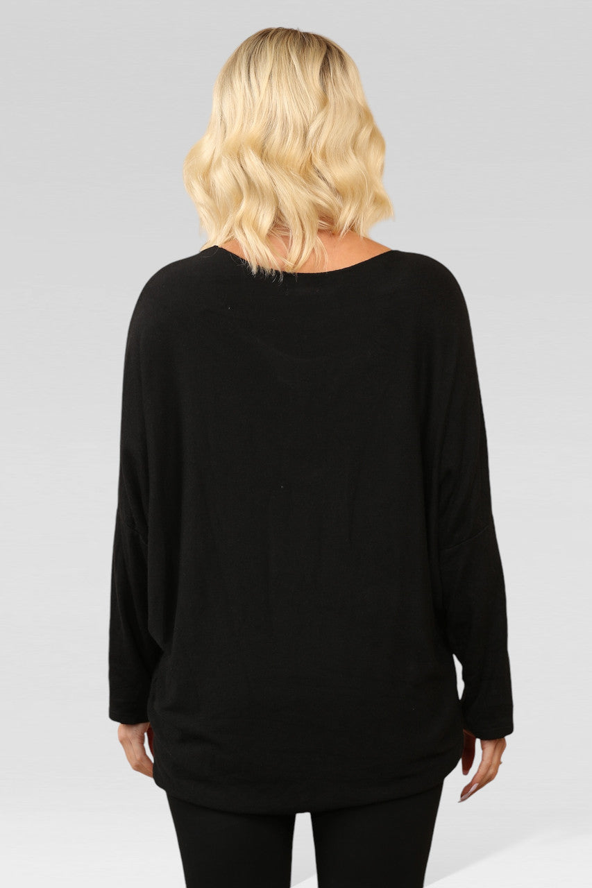 SEQUIN CHAMPAGNE GLASS SPARKLE FINE KNIT JUMPER TOP BLACK