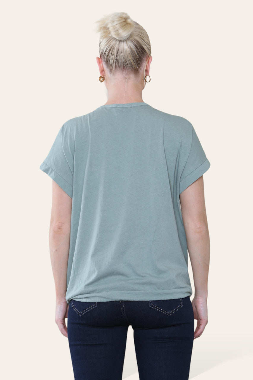 TOP MET VEERFOLIEPRINT KHAKI