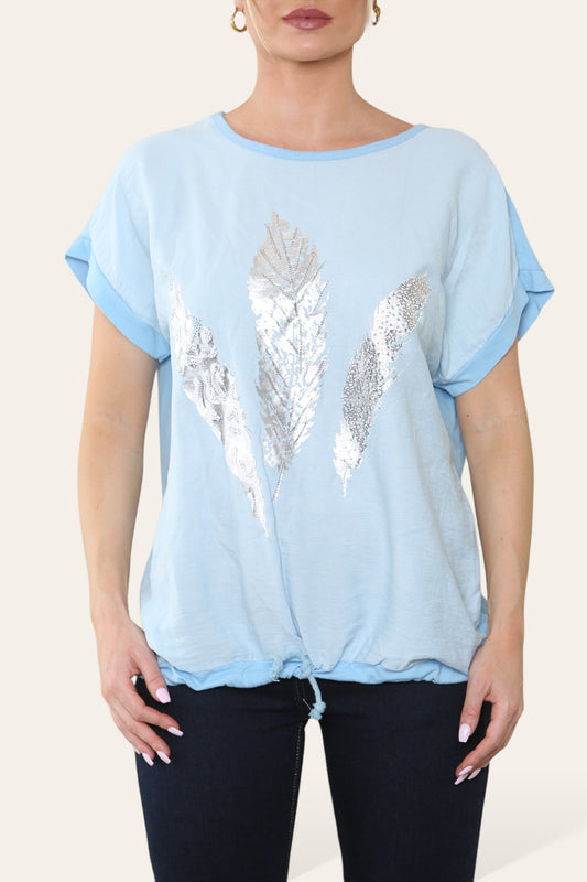 FEATHER FOIL TREE TOP LIGHT BLUE