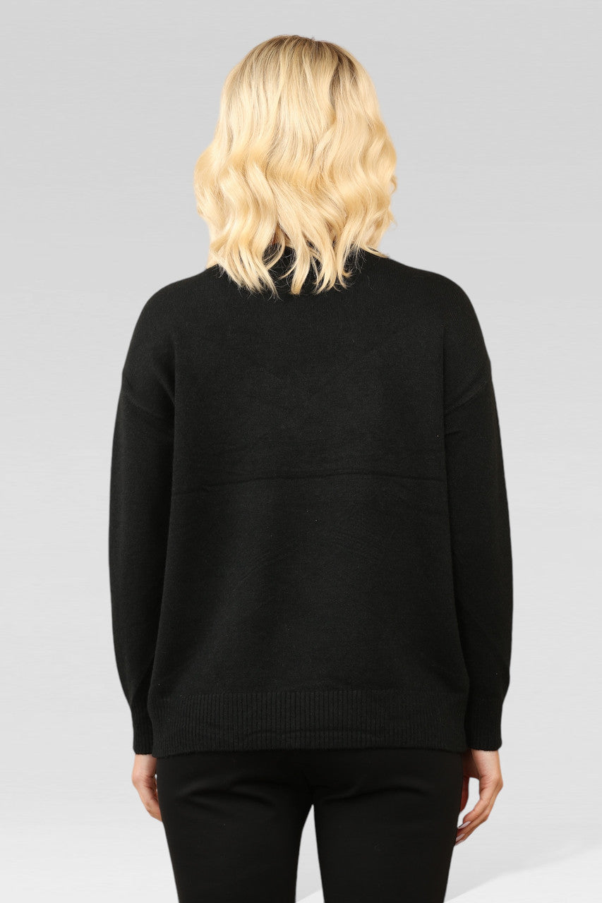 FLORAL EMBOSSED KNITTED JUMPER BLACK