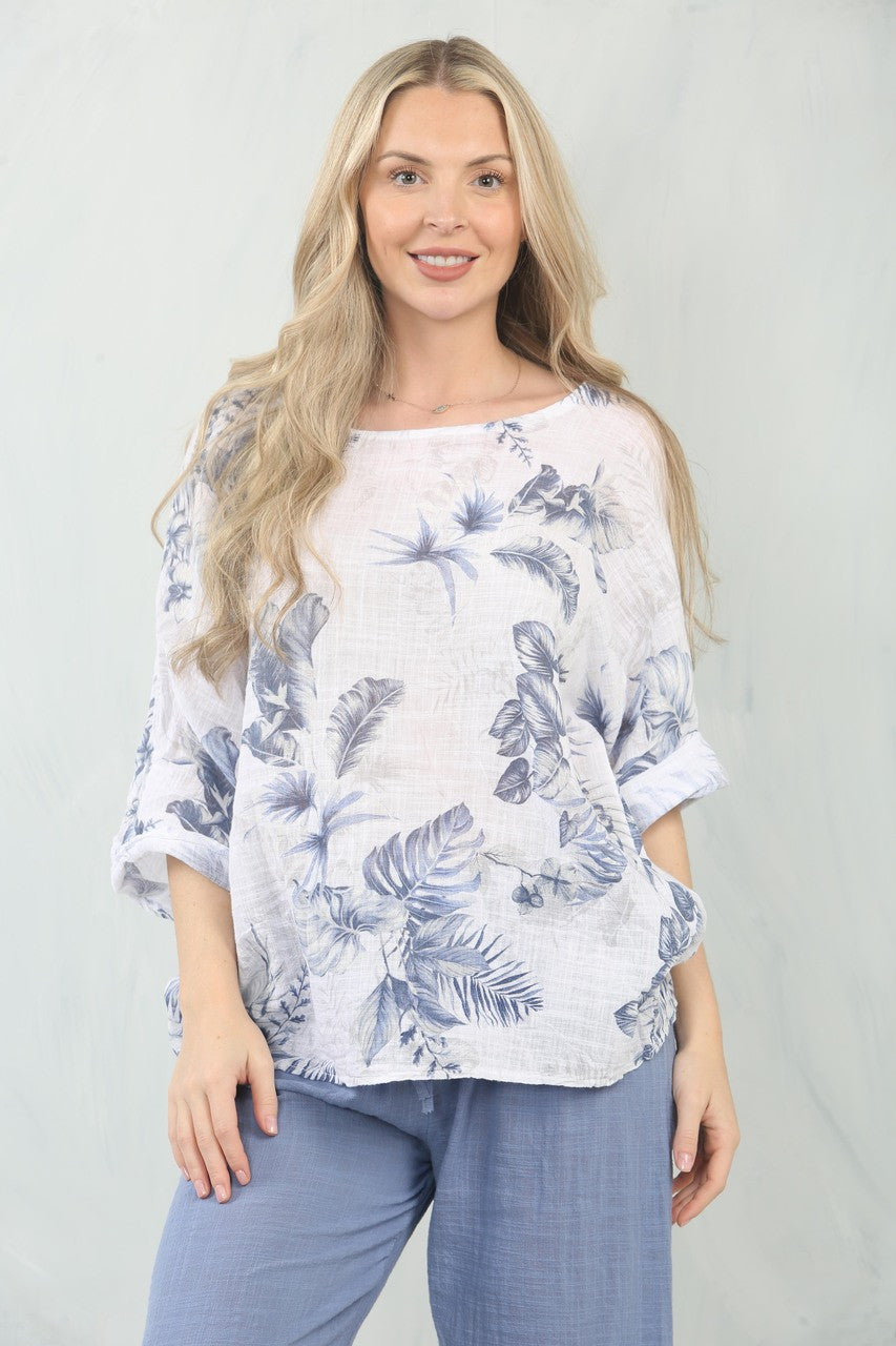 BLADMIX PRINT TOP - WIT