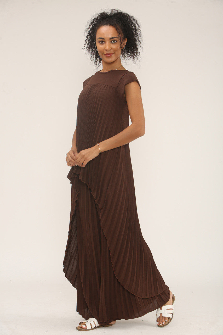 PLOOI CO-ORD SET TOP & WIDE-LEG BROEK - BRUIN