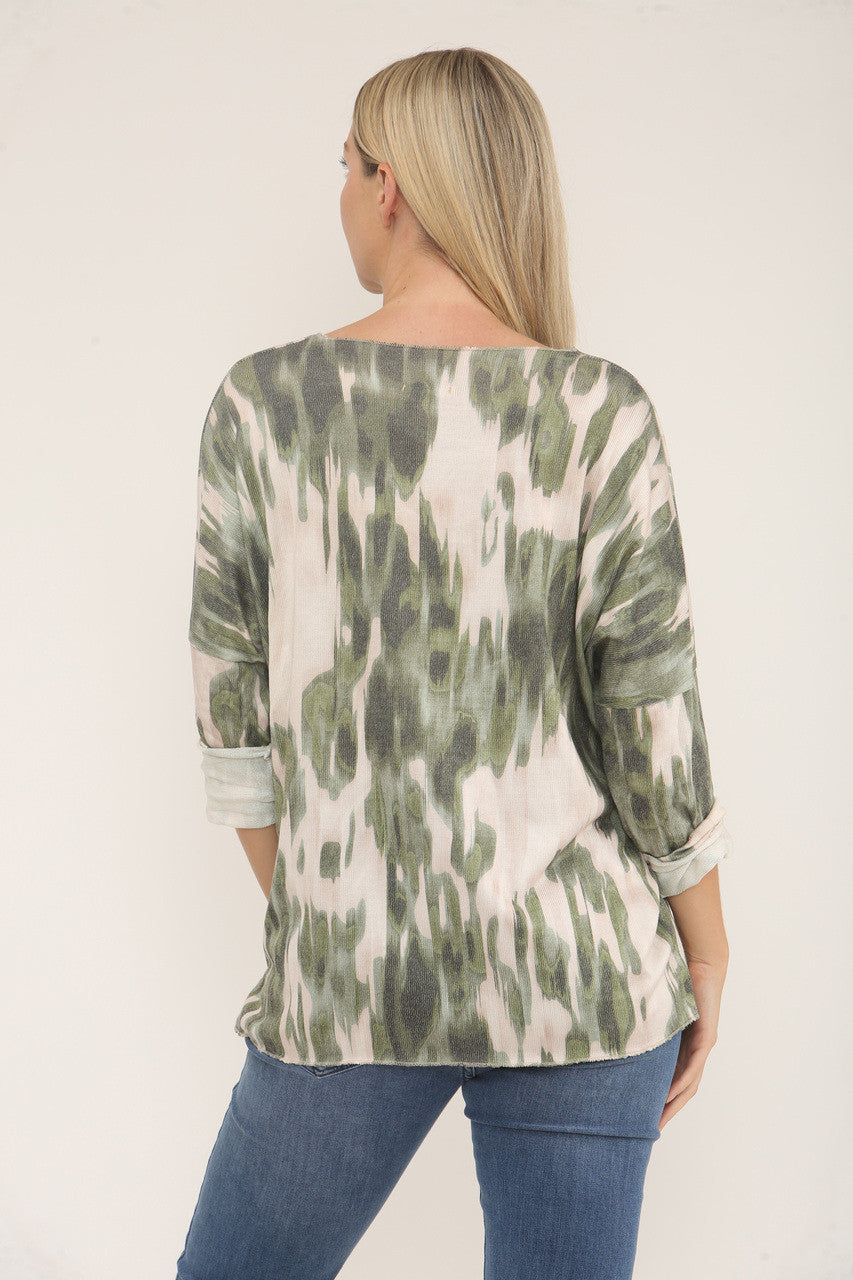 WATERVERFPRINT TRUI TOP - KHAKI
