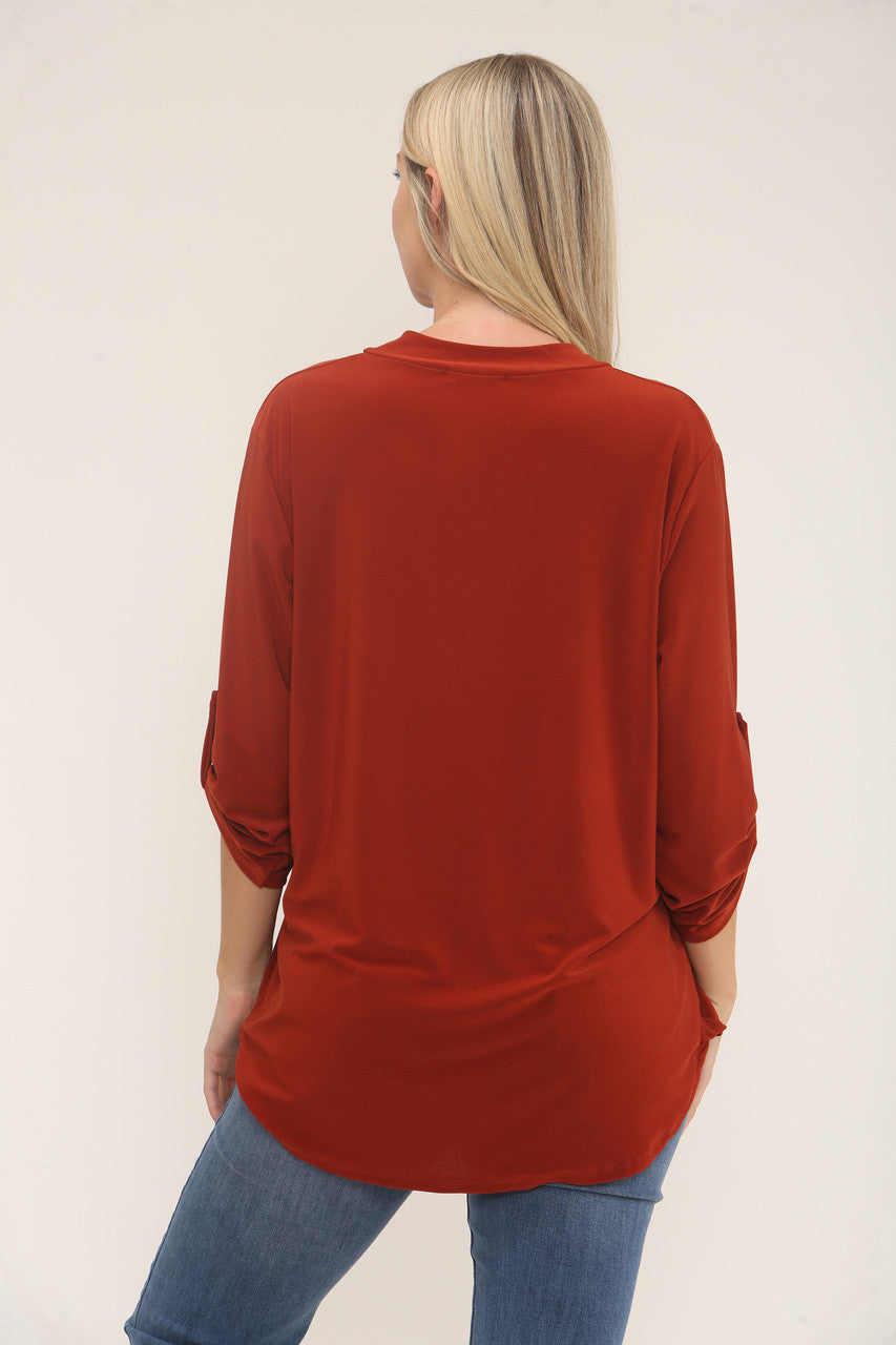 SLINKY V-HALS BLOUSE BLOUSE - ROEST