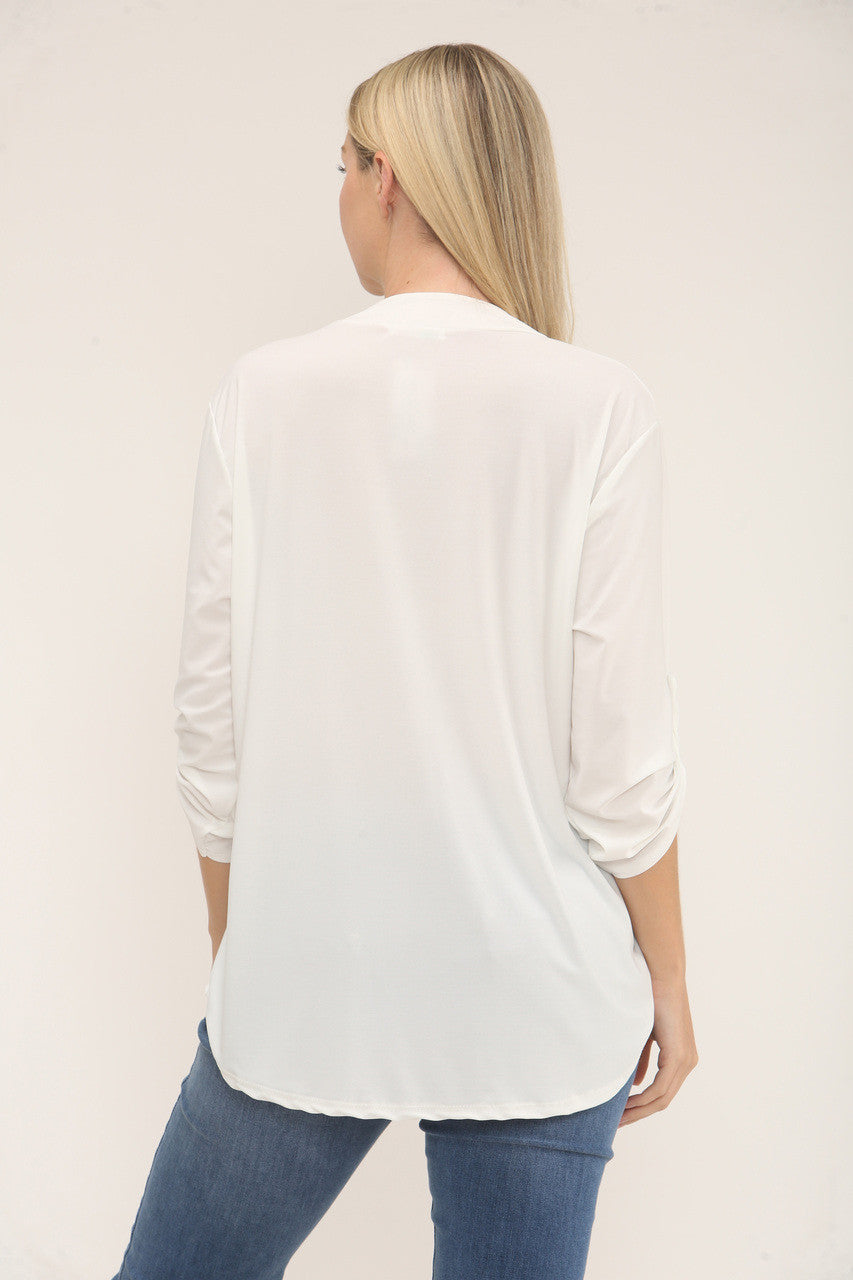 SLINKY V-HALS BLOUSE BLOUSE - WIT