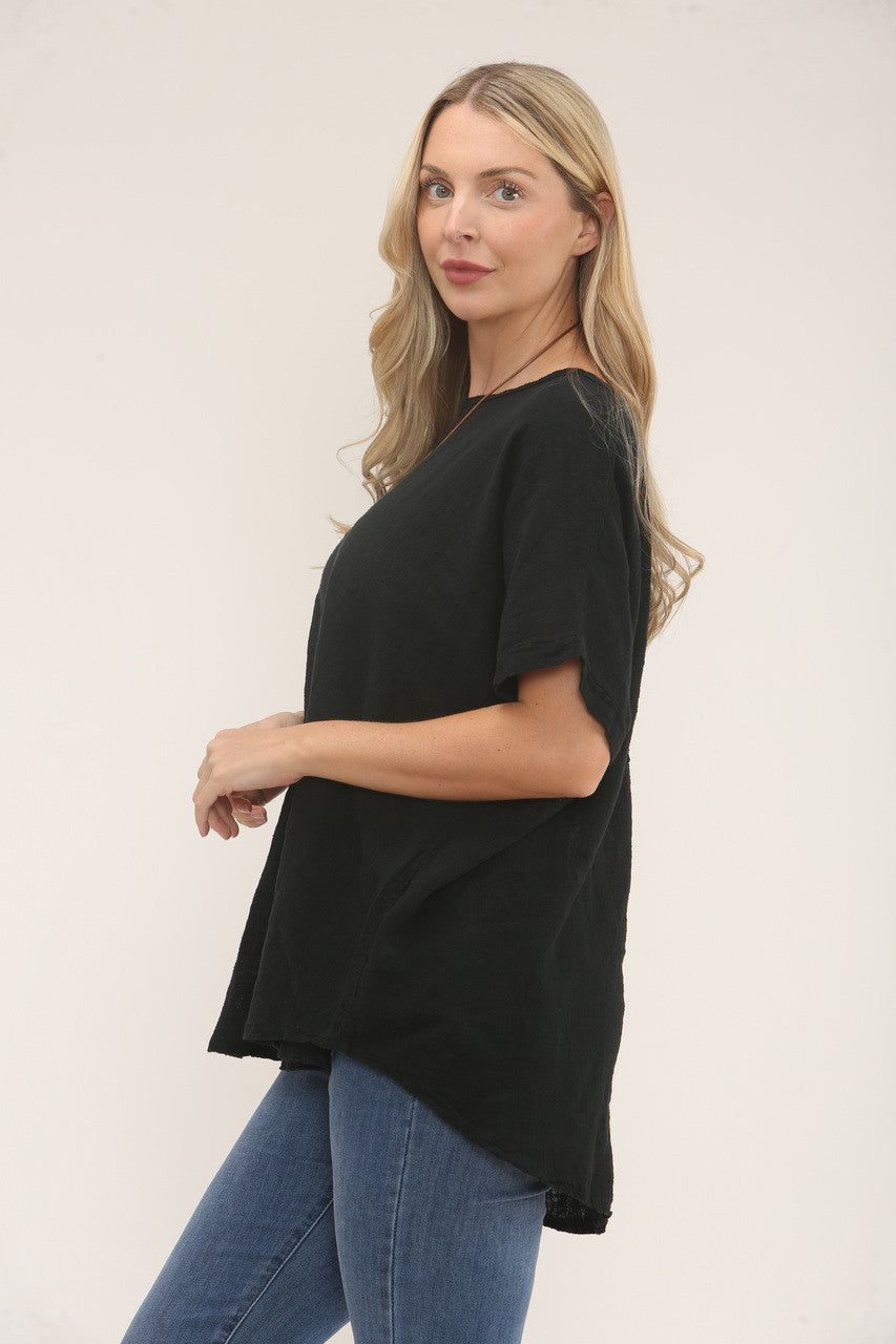 TOP MET GEHAAKT DETAIL OP DE RUG - ZWART