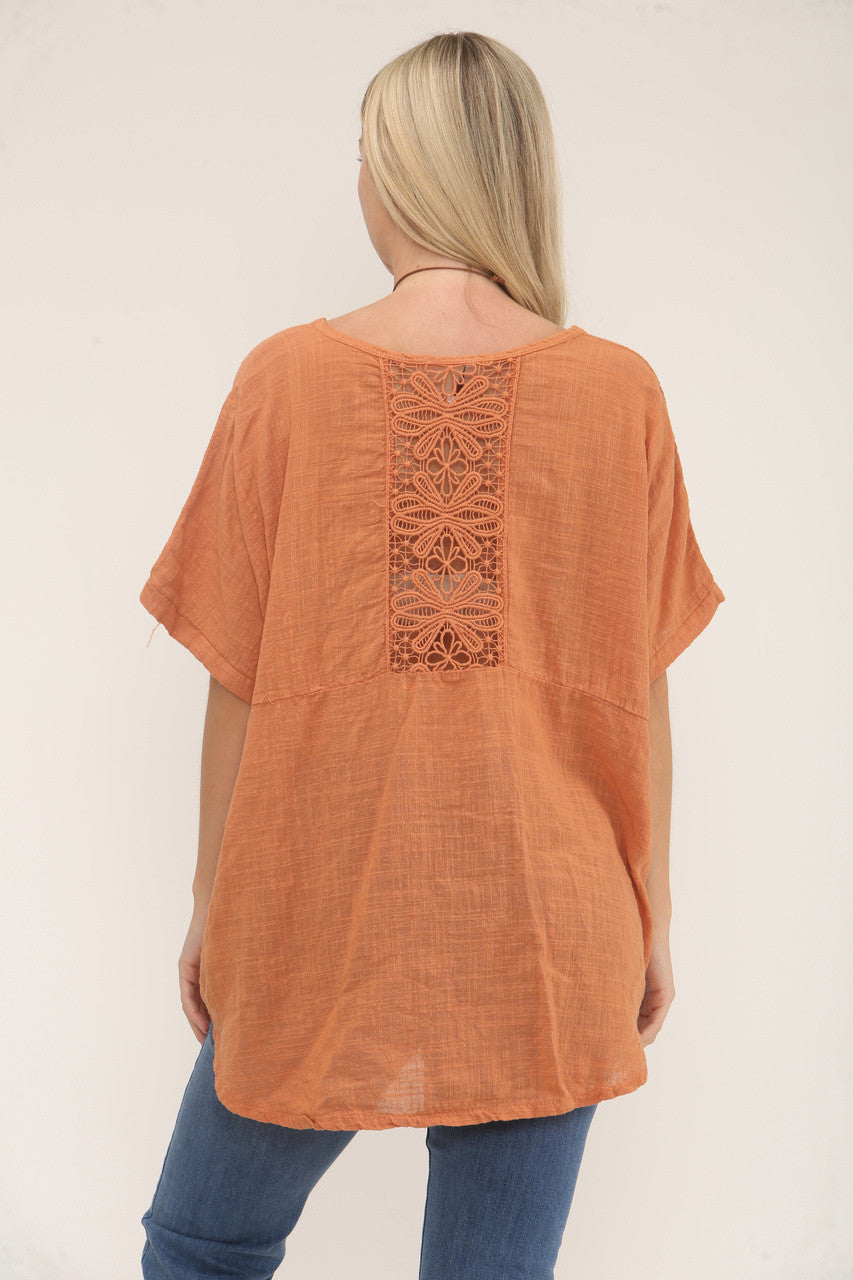 CROCHET TOP MET OPEN RUG - ROEST