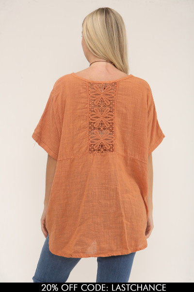 CROCHET TOP MET OPEN RUG - ROEST