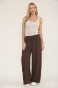 PINSTRIPE PRINT TROUSERS - BROWN