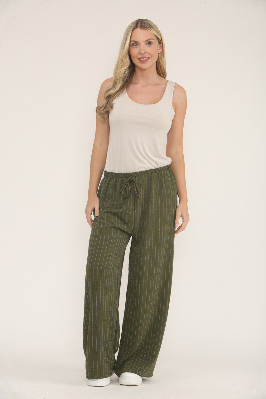 PINSTRIPE PRINT TROUSERS - KHAKI