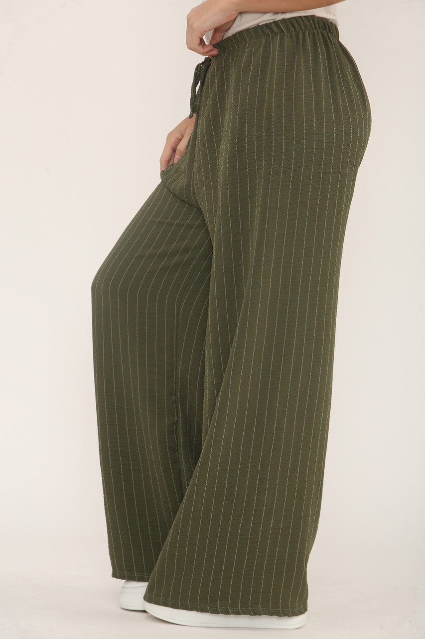 PINSTRIPE PRINT TROUSERS - KHAKI