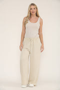 PINSTRIPE PRINT TROUSERS - BEIGE